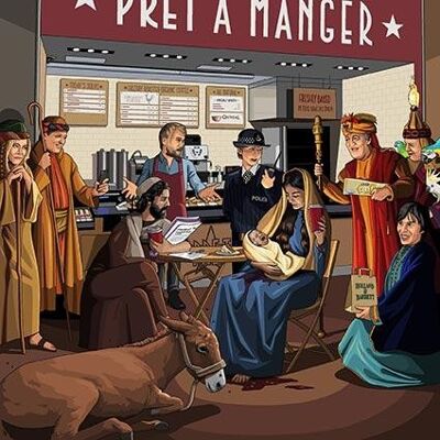 Greeting Card - Jim'll Paint It - Away In Pret-a-Manger Christmas incl Stephen Fry 097