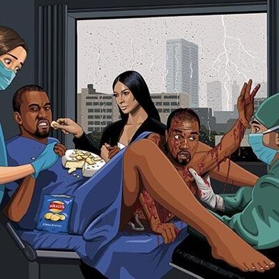 Grußkarte - Jim'll Paint It - Kanye West gebiert sich selbst inkl Kim Kardashian 095
