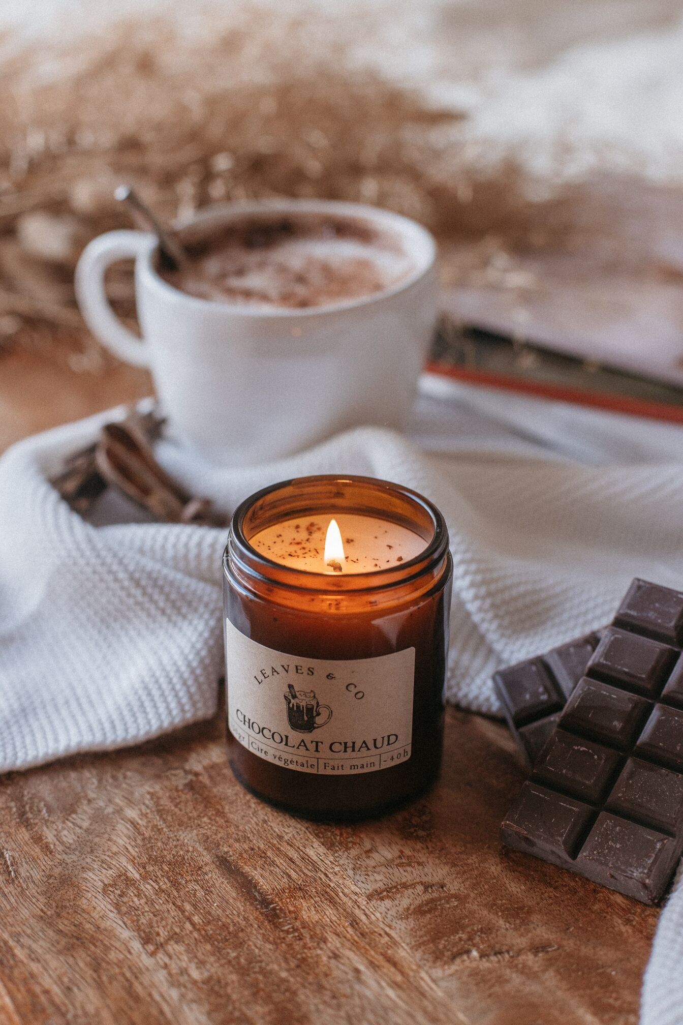 Collezione natalizia di candele da farmacia per cioccolata calda