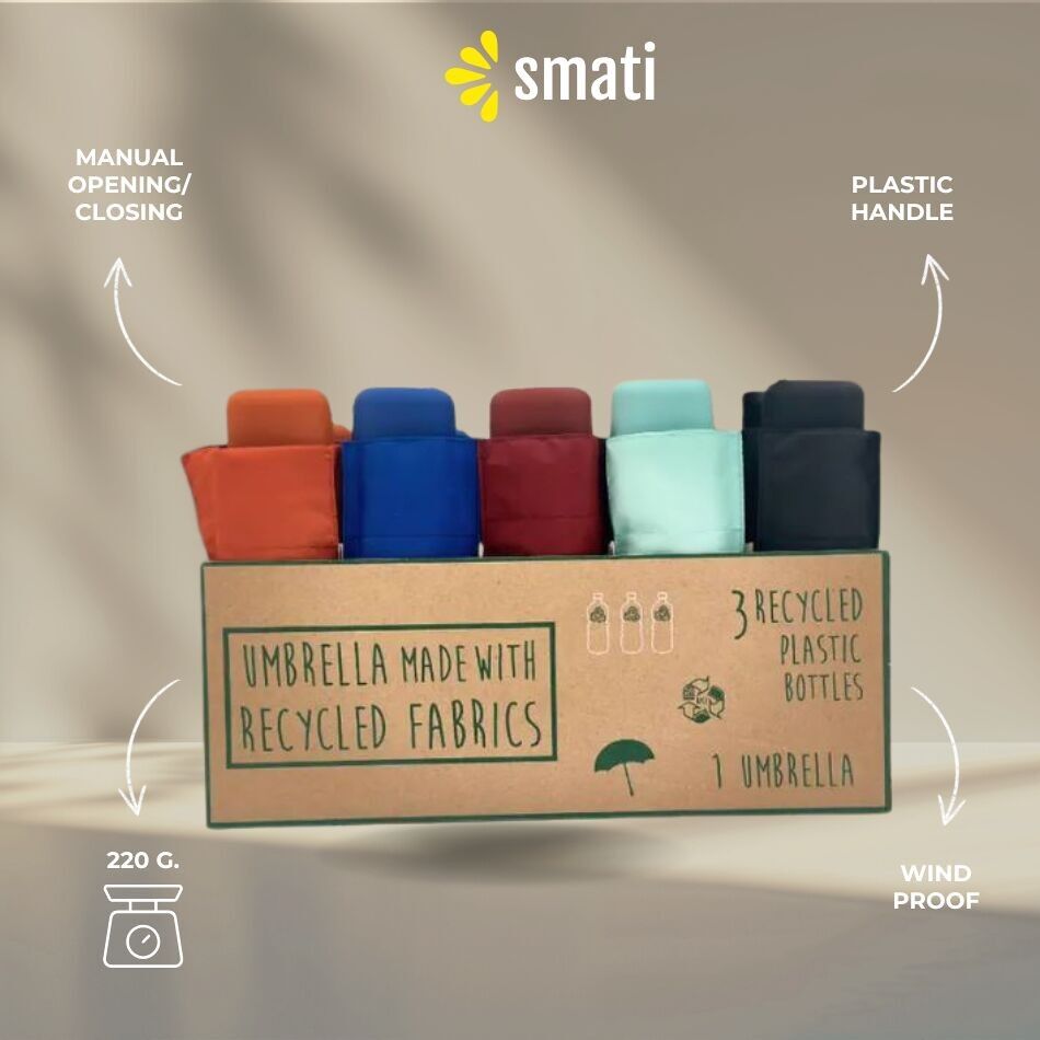 Boîte de mini parapluies manuels - Coloris en PET recyclé