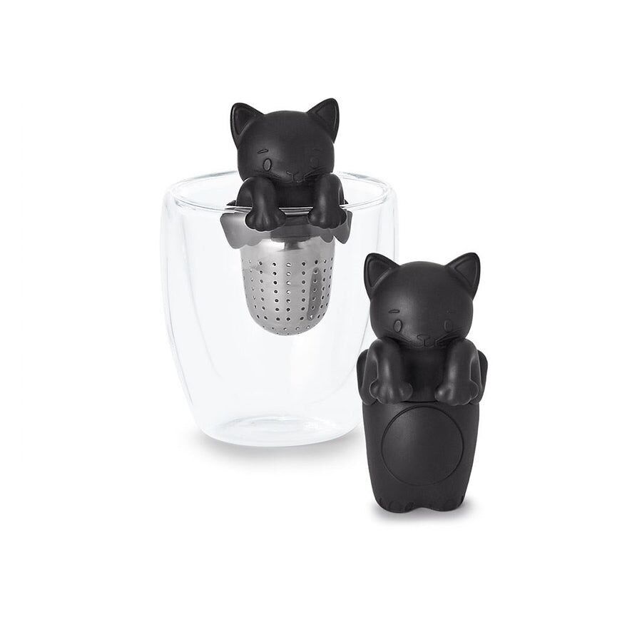 Tee-Ei "Katze Molly" schwarz - Silikonfigur mit Ablage