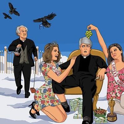 Greeting Card - Jim'll Paint It - Father Ted & Father Jack in Heaven 078