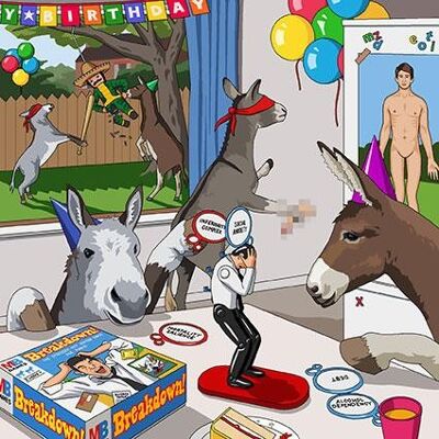 Greeting Card - Jim'll Paint It - Donkey Party 077