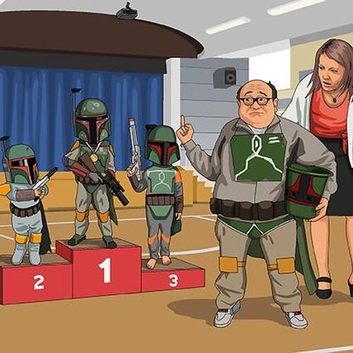 Greeting Card - Jim'll Paint It - Star Wars Danny DeVito as Boba Fett 073