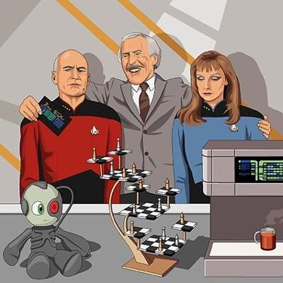 Biglietto d'auguri - Jim lo dipingerà - Brucie Bruce Forsyth Star Trek Generation Game Captain Picard 071