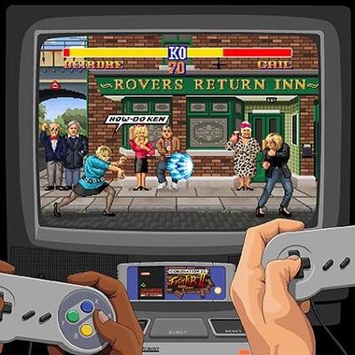 Grußkarte - Jim'll Paint It - Coronation Street Fighter Nintendo 069