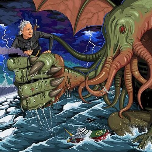 Greeting Card - Jim'll Paint It - David Attenborough v H.P.Lovecraft's Cthulhu 068