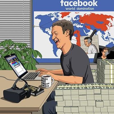 Greeting Card - Jim'll Paint It - Facebook Zuckerberg Rules The World 049