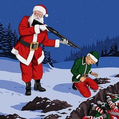 Greeting Card - Jim'll Paint It - Father Christmas Santa Elf Cull 044