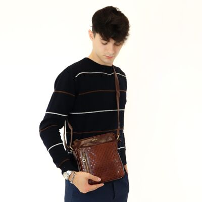 Borsa a tracolla in pelle tamponata a mano art. 112224