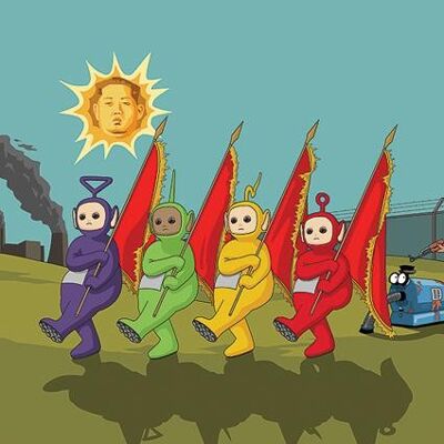 Tarjeta de felicitación - Jim lo pintará - Teletubbies norcoreanos Kim Jong Un 030