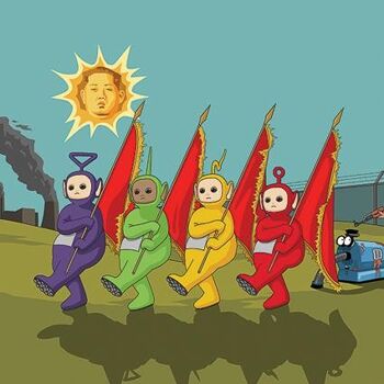 Carte de voeux - Jim'll Paint It - Teletubbies nord-coréens Kim Jong Un 030