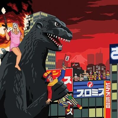 Greeting Card - Jim'll Paint It - Vanessa Feltz Godzilla 029