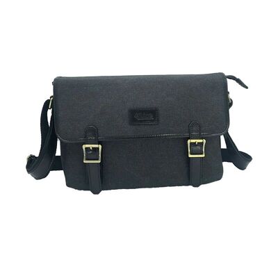 Borsa a tracolla da uomo in tela e vera pelle, Made in Italy art.112249