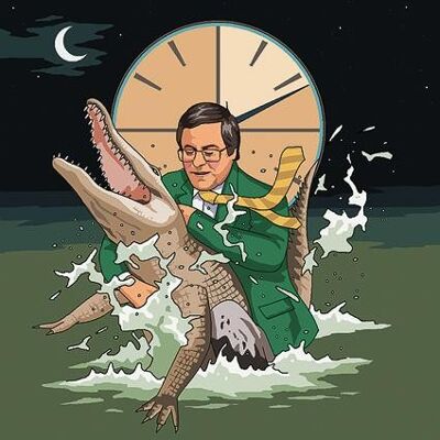 Greeting Card - Jim'll Paint It - Countdown's Richard Whitely vs Crocodile 017