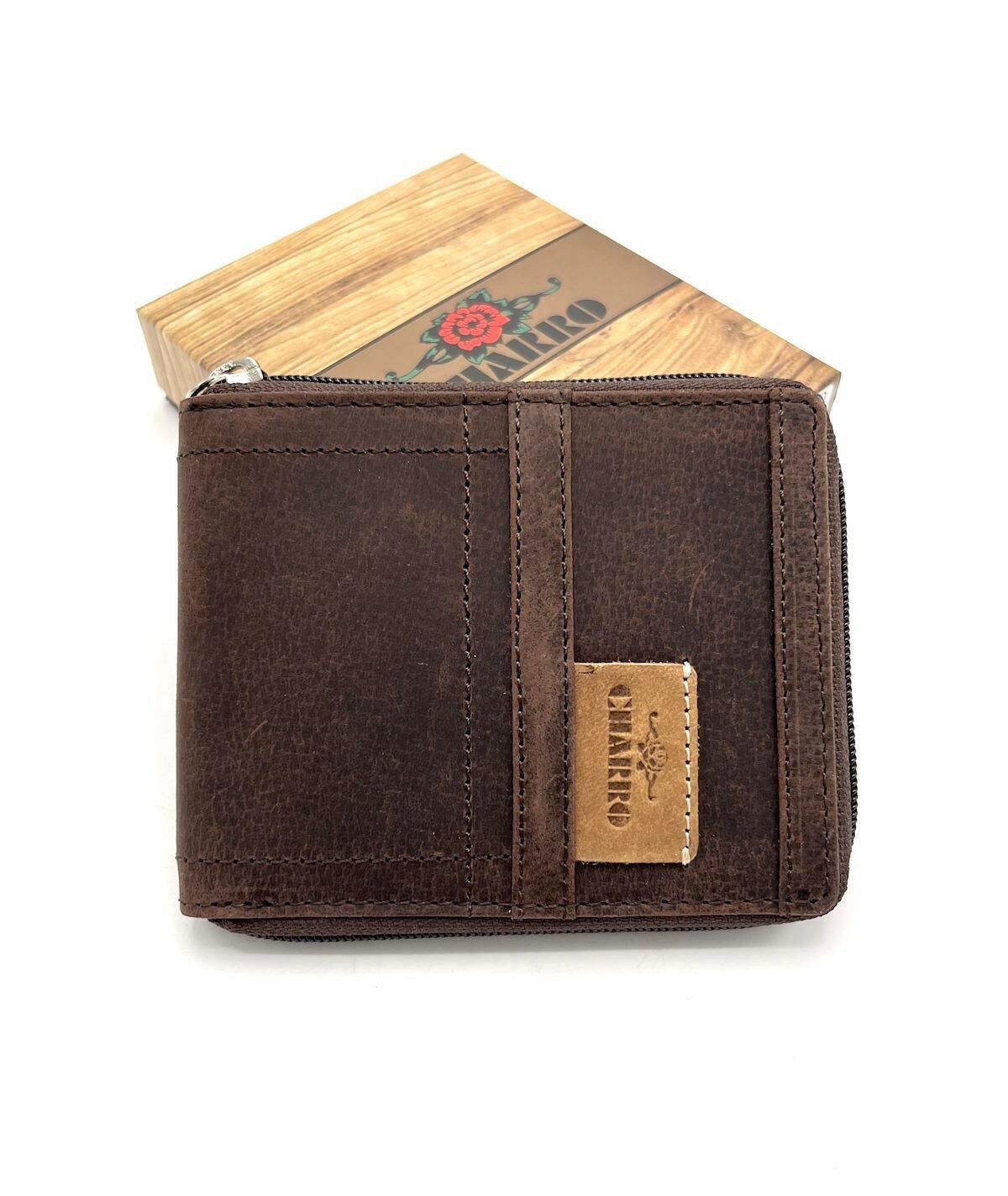 Portafoglio in vera pelle, marca Charro, effetto vintage, art.HU-31556