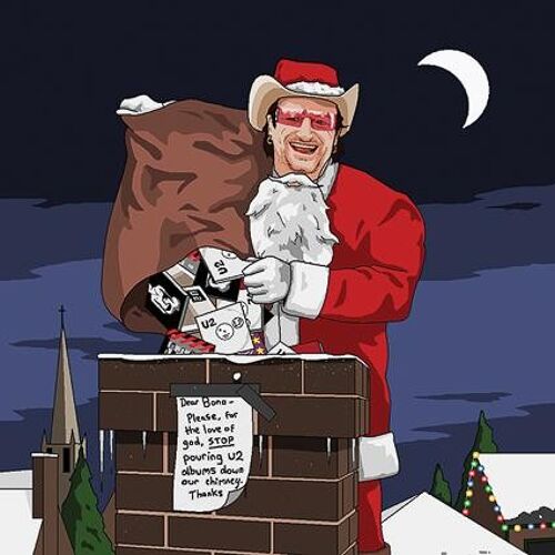 Greeting Card - Jim'll Paint It - Bono Father Christmas Xmas Santa U2 005