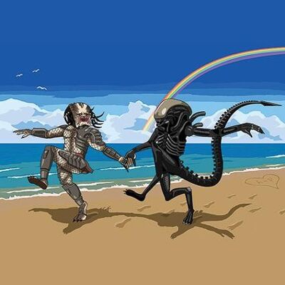 Carte de voeux - Jim'll Paint It - Alien & Predator Alternative Valentines Card 002