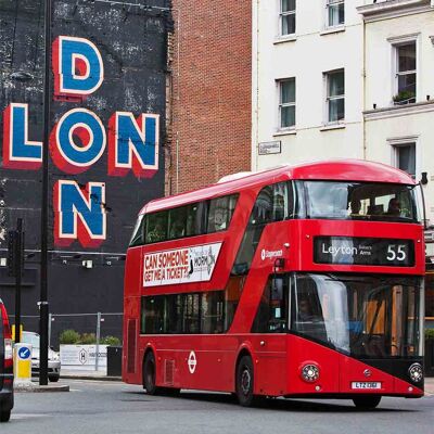 Biglietto d'auguri - Instadom "Autobus londinese a due piani rosso - Clerkenwell, Londra"