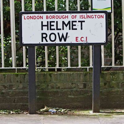 Tarjeta de felicitación - Instadom "Señal de carretera de Helmet Row - Islington, Londres"