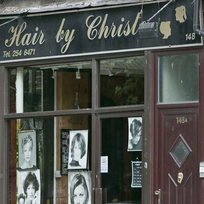 Biglietto d'auguri - Instadom "Hair By Christ Shop Sign - Stoke Newington, Londra"