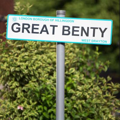 Tarjeta de felicitación - Instadom "Great Benty Road Sign - Londres"