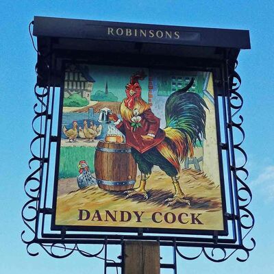 Greeting Card - Instadom "Dandy Cock Pub Sign - Disley, Stockport"
