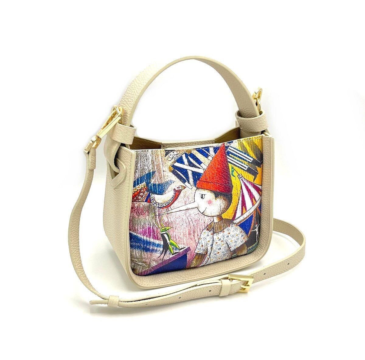 Handtasche aus geprägtem Echtleder, Made in Italy, Art.112482