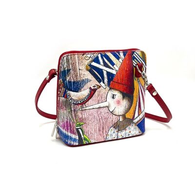Borsa a mano in vera pelle stampata, Made in Italy, art.112493