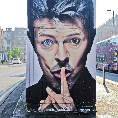 Greeting Card - Instadom "David Bowie Graffiti Portrait - Northern Quarter, Manchester"