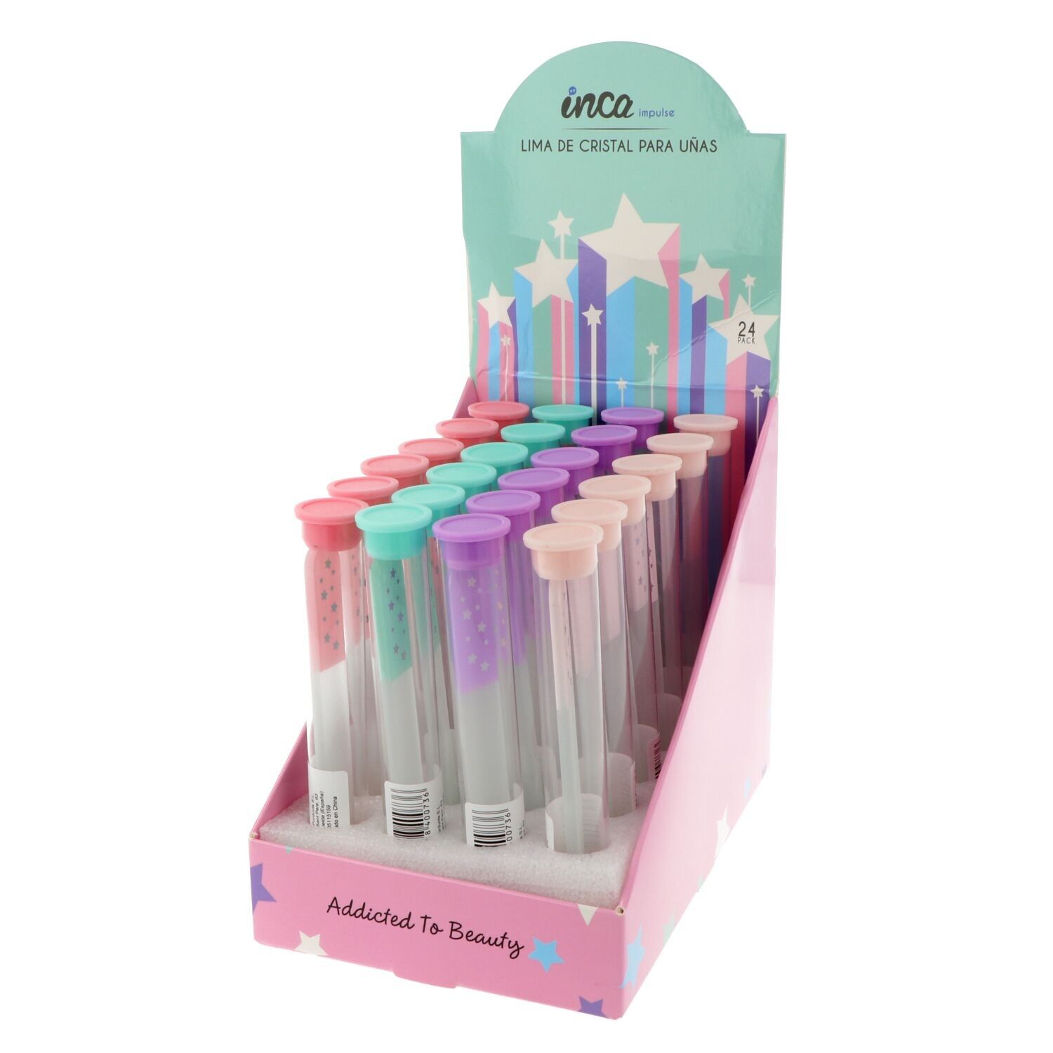 Lima per unghie in vetro - Contenitore per il trasporto - 4 colori