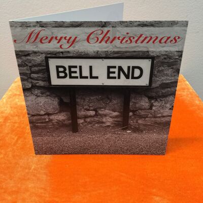 Carte de voeux - Panneau de signalisation Bell End - Carte de Noël