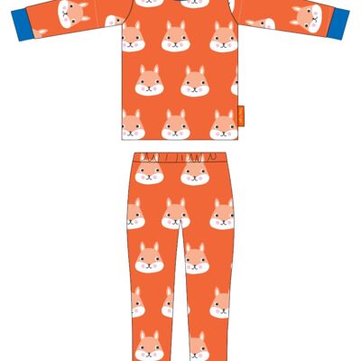 Organic cotton children's pajamas with squirrel print