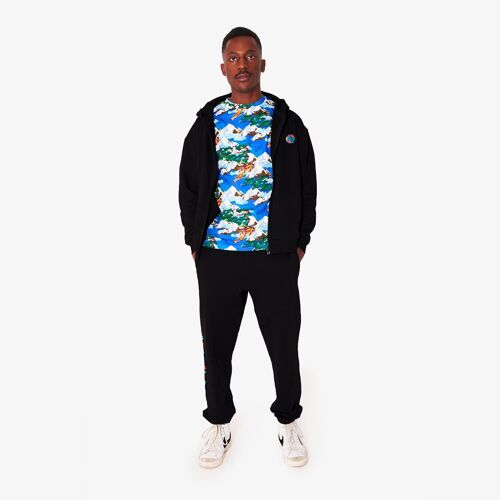 T-shirt bleu imprimé "Winter bobcat" pour adultes en coton bio