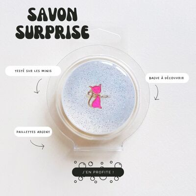 Savon à paillettes avec surprise pour enfant - bague motif aléatoire 💍 - Idée cadeau