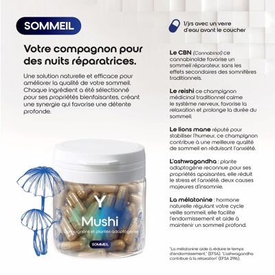 Cápsulas a base de setas y plantas adaptogénicas Mushi - Dormir
