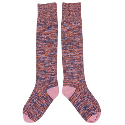 CALZINI AL GINOCCHIO - cotone - donna - mélange - blu navy/ruggine - TAGLIA 3