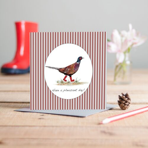 Pheasant In Boots Greeting Card