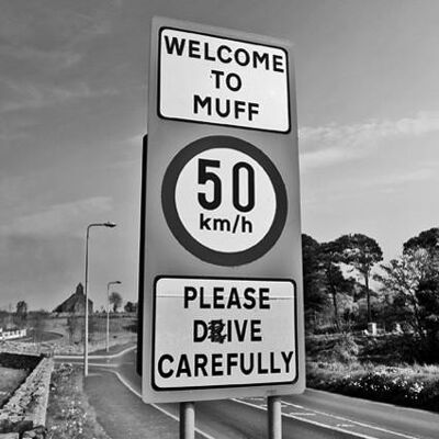 Greeting Card - Muff road sign