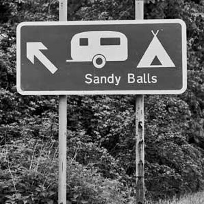 Greeting Card - Sandy Balls road sign