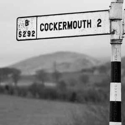 Grußkarte - Straßenschild von Cockermouth