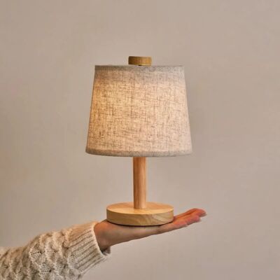 Lampe rechargeable en bois Rover | Sans fil, à intensité variable avec abat-jour en tissu