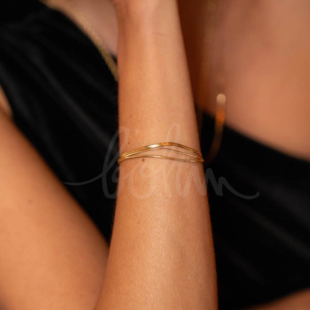 Bracciale Amal a 3 file: 2 maglie a serpente e una maglia a specchio