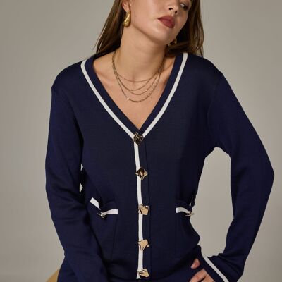 Cardigan à bandes blanches