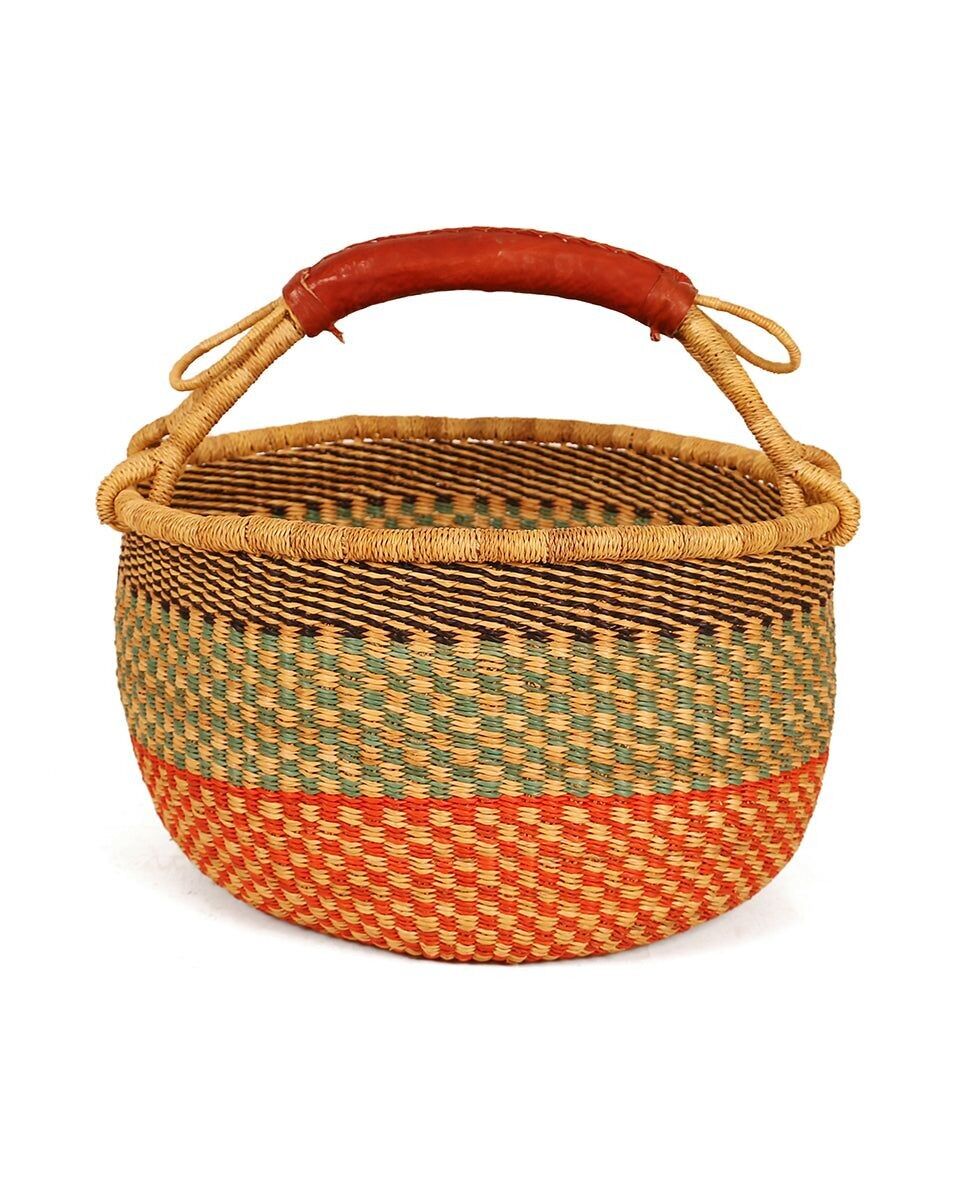 BUBUNE : Panier de marché orange, turquoise et noir