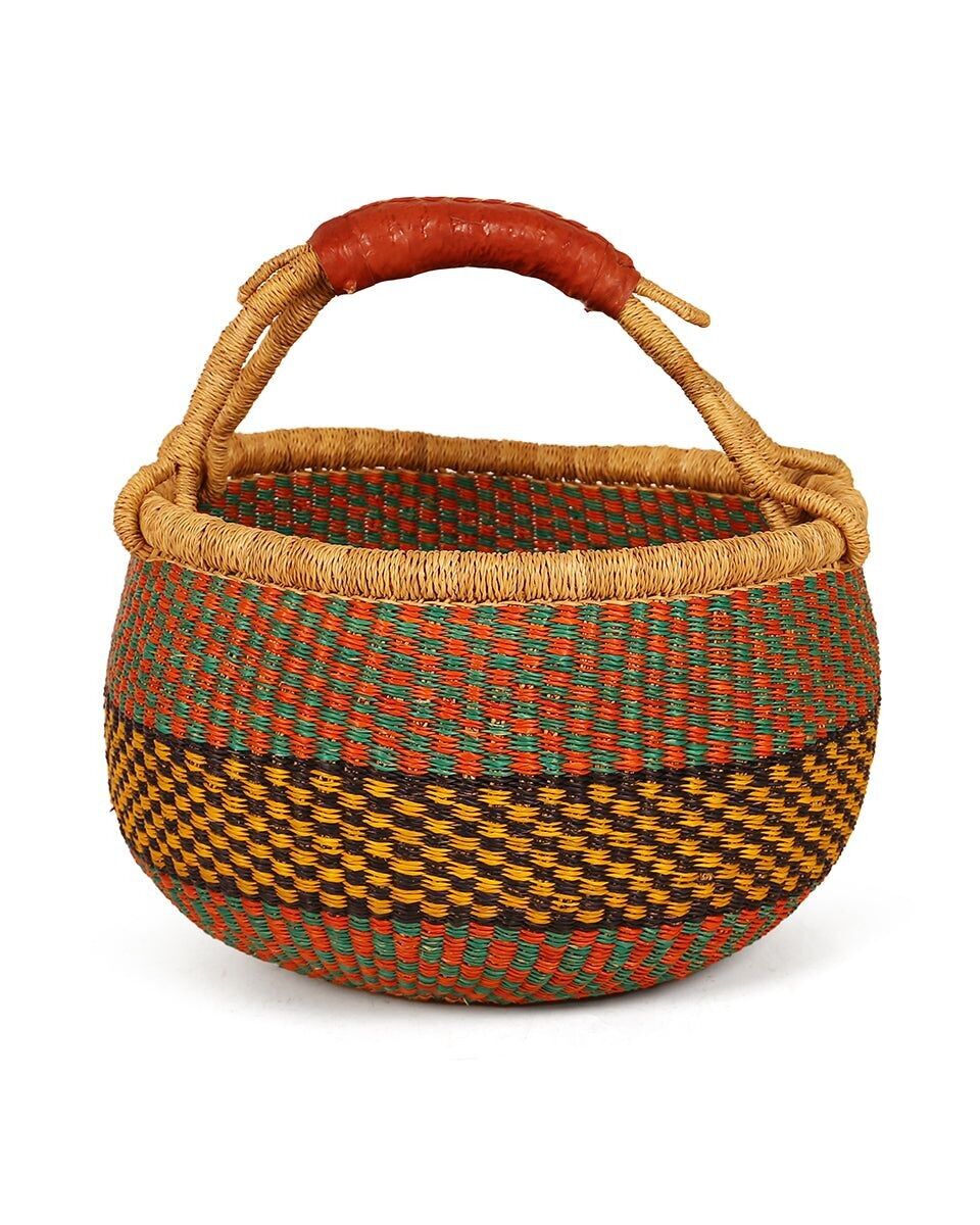 BOTWE : Panier de marché bleu aqua, orange et jaune