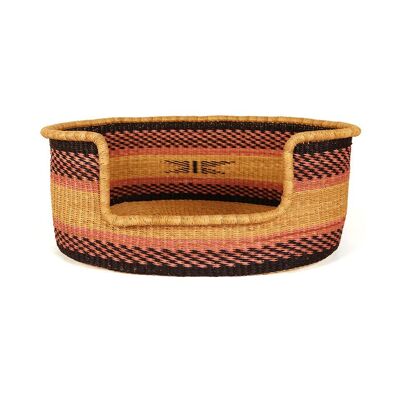 DUKU: Pink, Black and Natural Dog Basket - Large