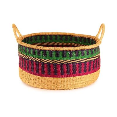 KWASI : Panier de rangement de sol moyen rouge, vert et noir avec poignées