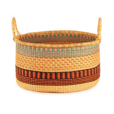 MAWULI : Panier de rangement de sol moyen rose, noir et orange avec poignées