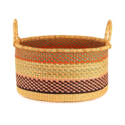 NKRUMAH : Panier de rangement de sol moyen turquoise, orange, noir et rose avec poignées
